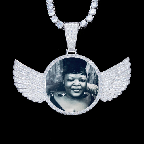 925S & VVS Moissanite 3D Wing Custom Picture Pendant
