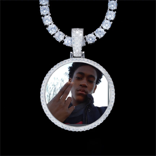 925S & VVS Moissanite 3D Circle Custom Picture Pendant