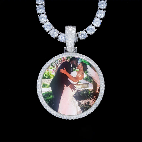 925S & VVS Moissanite 3D Circle Custom Picture Pendant