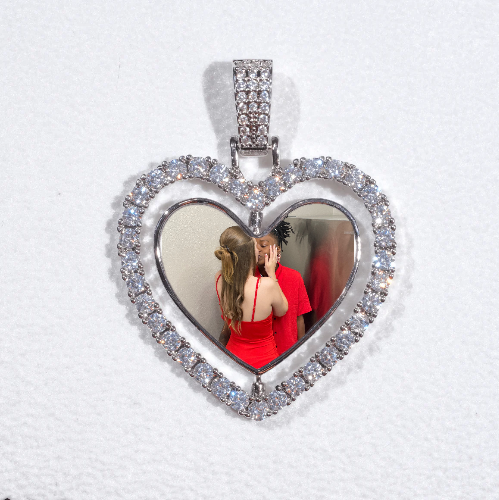 3D Spinning 2-Faced Heart Custom Picture Pendant