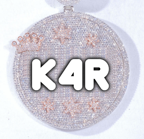 CUSTOM LETTER NECKLACE 3D BIG CROWN DISC