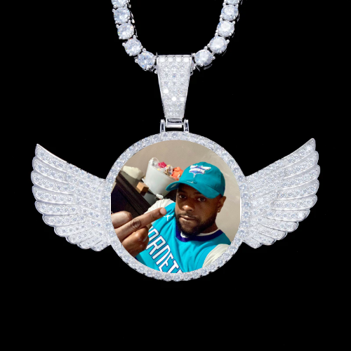925S & VVS Moissanite 3D Wing Custom Picture Pendant