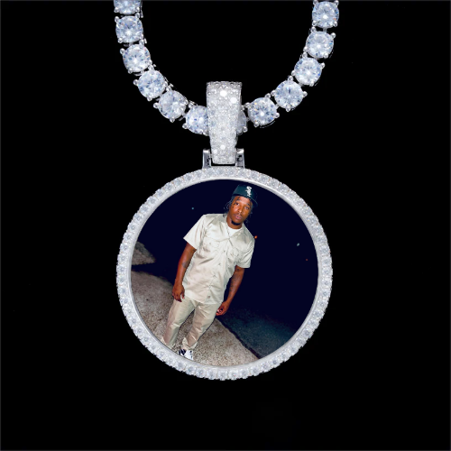 925S & VVS Moissanite 3D Circle Custom Picture Pendant