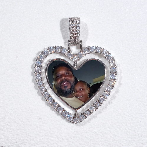 3D Spinning 2-Faced Heart Custom Picture Pendant