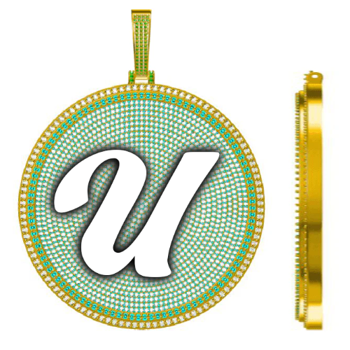 CUSTOM LETTER NECKLACE 3D BIG DISC