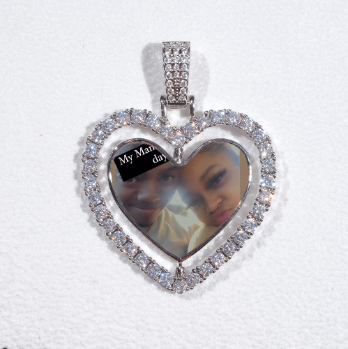 3D Spinning 2-Faced Heart Custom Picture Pendant