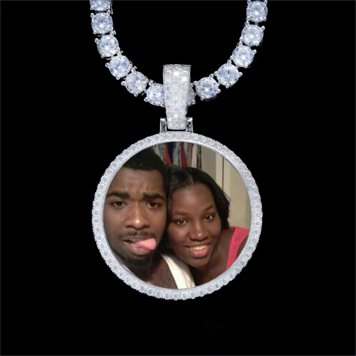 925S & VVS Moissanite 3D Circle Custom Picture Pendant