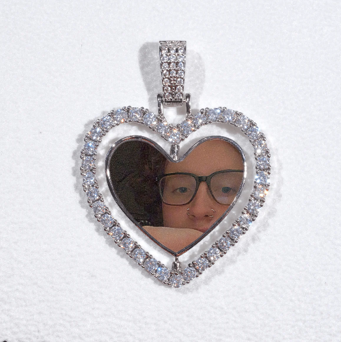 3D Spinning 2-Faced Heart Custom Picture Pendant
