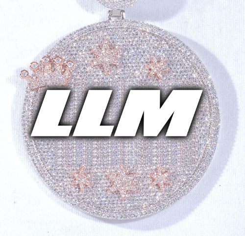 CUSTOM LETTER NECKLACE 3D BIG CROWN DISC
