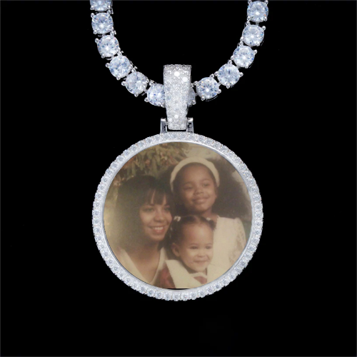 925S & VVS Moissanite 3D Circle Custom Picture Pendant