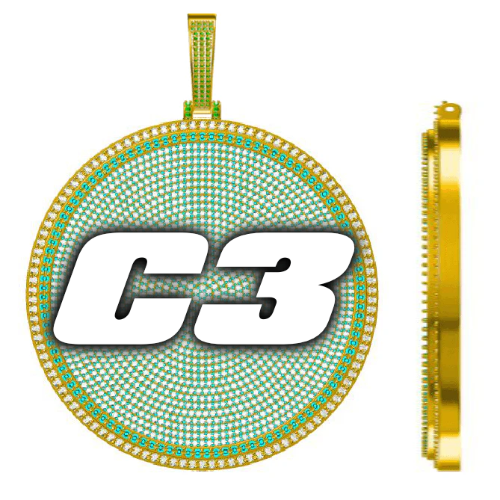 CUSTOM LETTER NECKLACE 3D BIG DISC