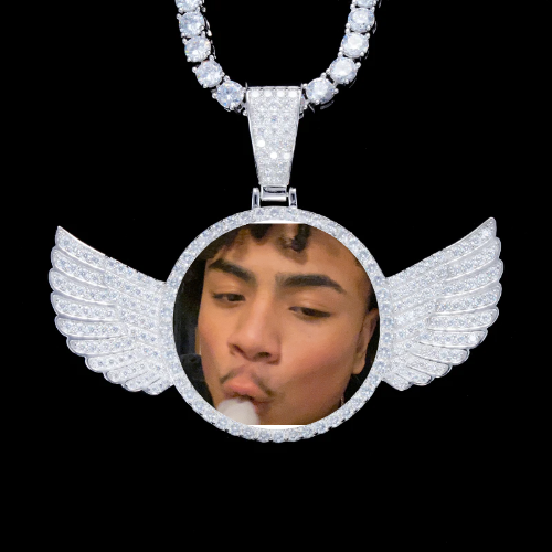 925S & VVS Moissanite 3D Wing Custom Picture Pendant