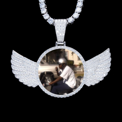 925S & VVS Moissanite 3D Wing Custom Picture Pendant