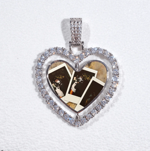 3D Spinning 2-Faced Heart Custom Picture Pendant