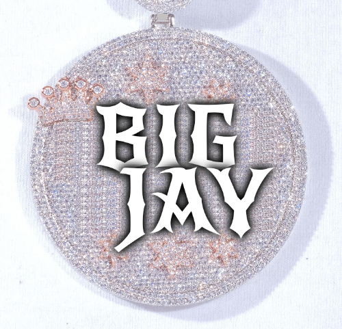 CUSTOM LETTER NECKLACE 3D BIG CROWN DISC