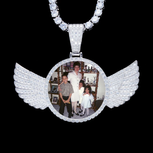 925S & VVS Moissanite 3D Wing Custom Picture Pendant