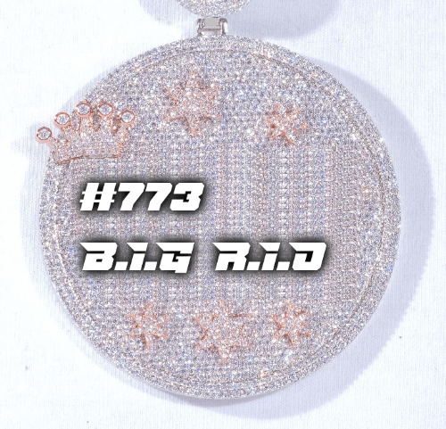 CUSTOM LETTER NECKLACE 3D BIG CROWN DISC