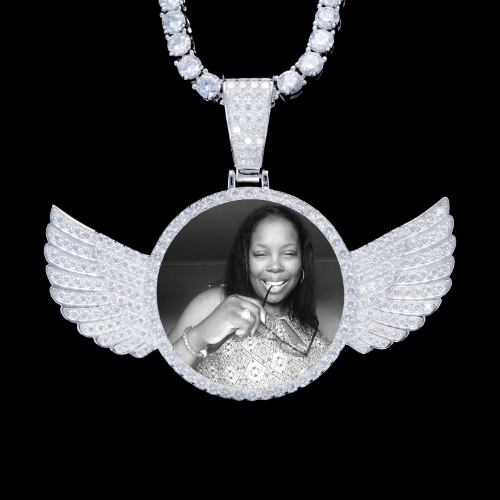 925S & VVS Moissanite 3D Wing Custom Picture Pendant