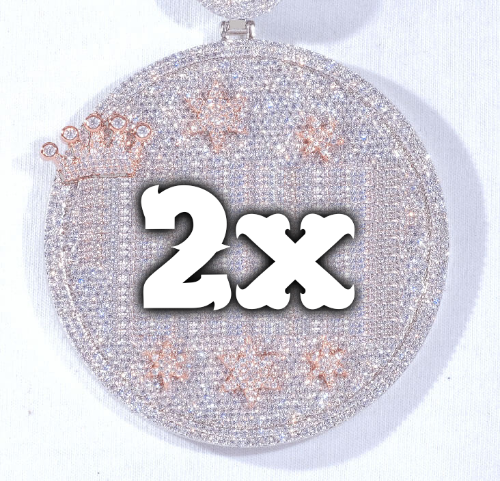 CUSTOM LETTER NECKLACE 3D BIG CROWN DISC