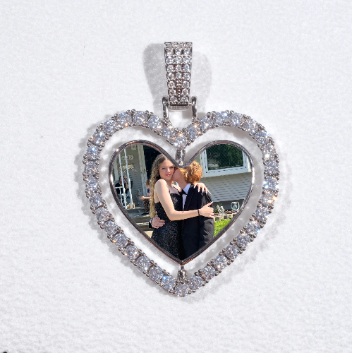 3D Spinning 2-Faced Heart Custom Picture Pendant