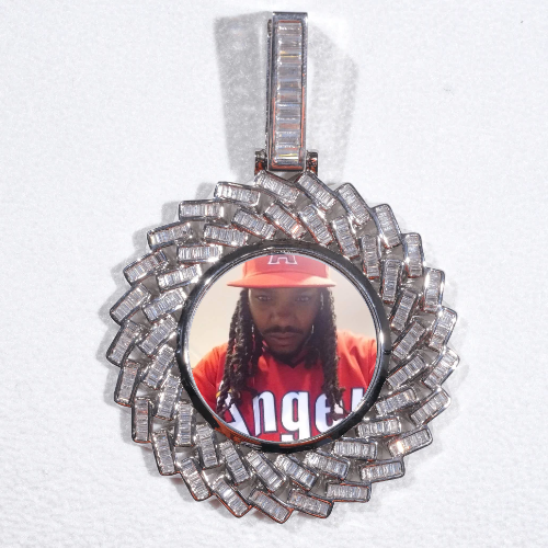 Large 3D Baguette Custom Picture Pendant