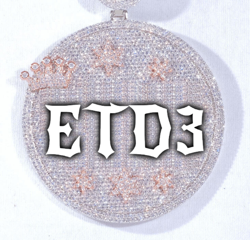 CUSTOM LETTER NECKLACE 3D BIG CROWN DISC