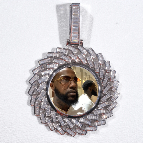 Large 3D Baguette Custom Picture Pendant