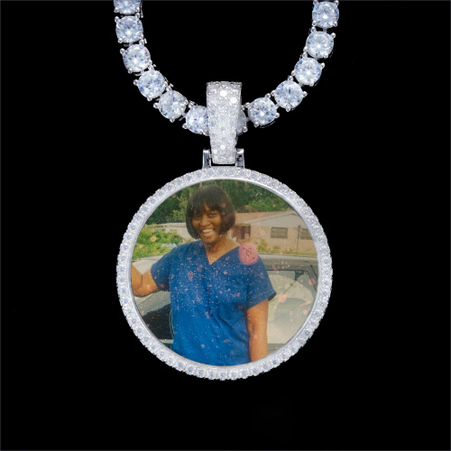 925S & VVS Moissanite 3D Circle Custom Picture Pendant