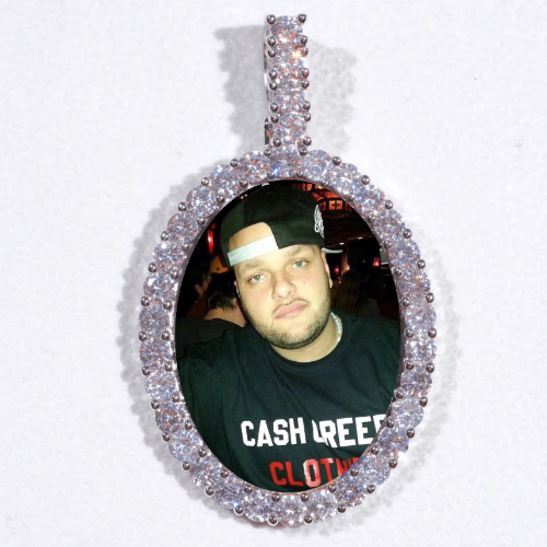 Large 3D Oval Custom Picture Pendant