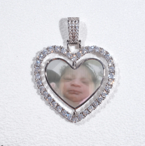 3D Spinning 2-Faced Heart Custom Picture Pendant
