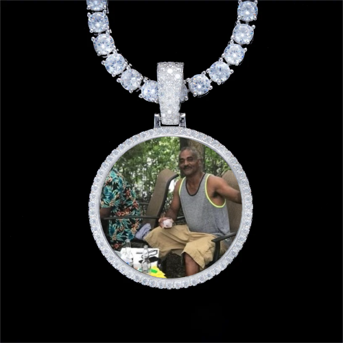 925S & VVS Moissanite 3D Circle Custom Picture Pendant