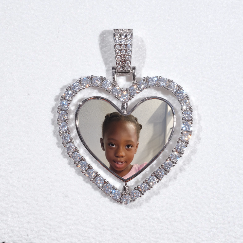 3D Spinning 2-Faced Heart Custom Picture Pendant