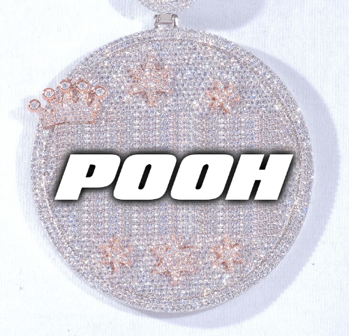CUSTOM LETTER NECKLACE 3D BIG CROWN DISC