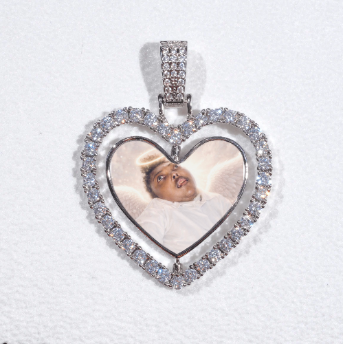 3D Spinning 2-Faced Heart Custom Picture Pendant