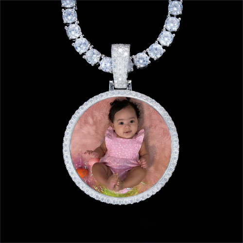 925S & VVS Moissanite 3D Circle Custom Picture Pendant
