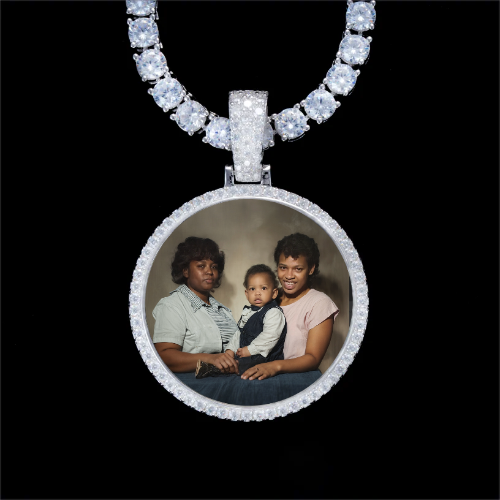 925S & VVS Moissanite 3D Circle Custom Picture Pendant