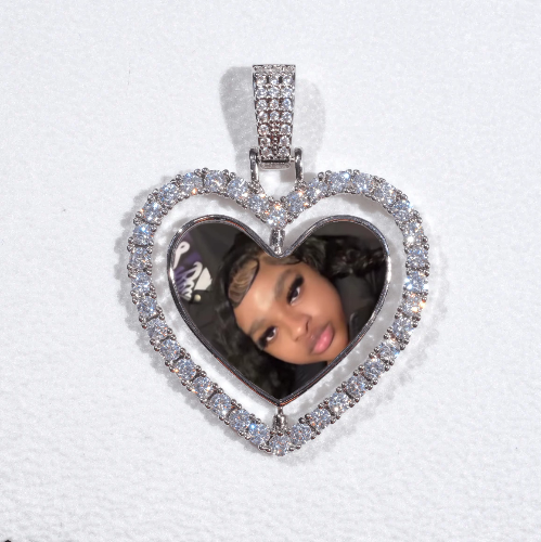 3D Spinning 2-Faced Heart Custom Picture Pendant
