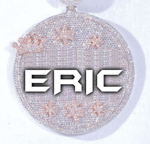 CUSTOM LETTER NECKLACE 3D BIG CROWN DISC