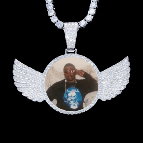 925S & VVS Moissanite 3D Wing Custom Picture Pendant