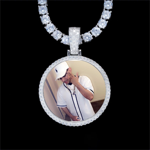 925S & VVS Moissanite 3D Circle Custom Picture Pendant