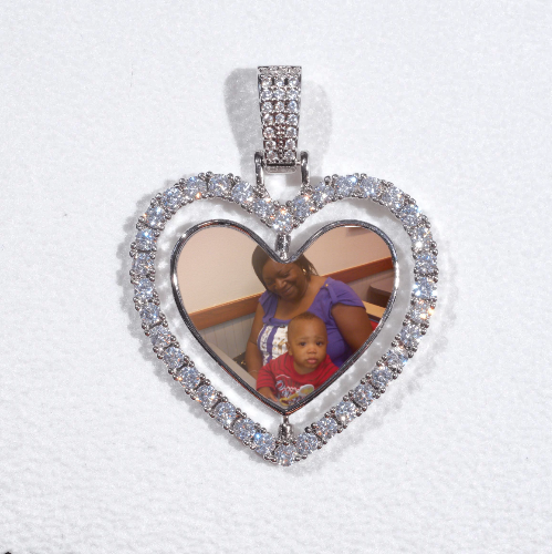 3D Spinning 2-Faced Heart Custom Picture Pendant