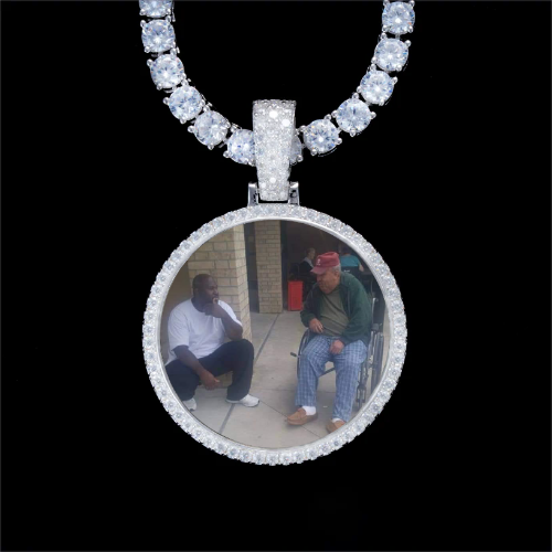 925S & VVS Moissanite 3D Circle Custom Picture Pendant