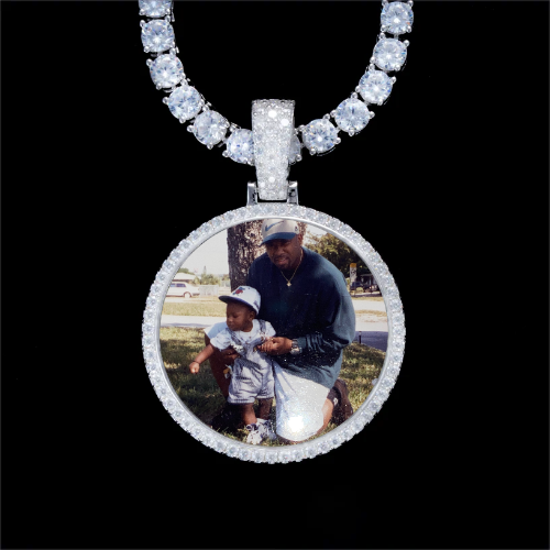 925S & VVS Moissanite 3D Circle Custom Picture Pendant