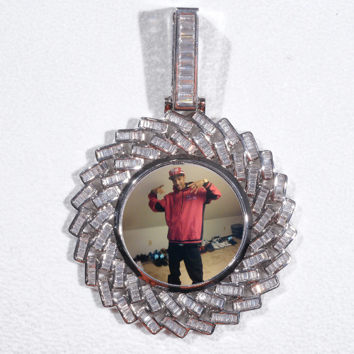 Large 3D Baguette Custom Picture Pendant