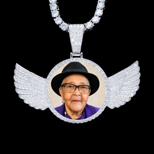 925S & VVS Moissanite 3D Wing Custom Picture Pendant