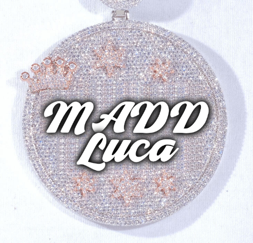 CUSTOM LETTER NECKLACE 3D BIG CROWN DISC