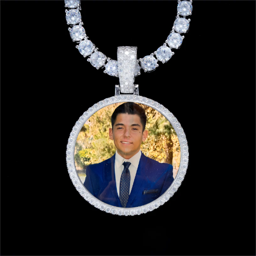 925S & VVS Moissanite 3D Circle Custom Picture Pendant