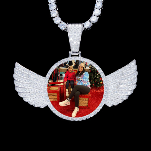 925S & VVS Moissanite 3D Wing Custom Picture Pendant