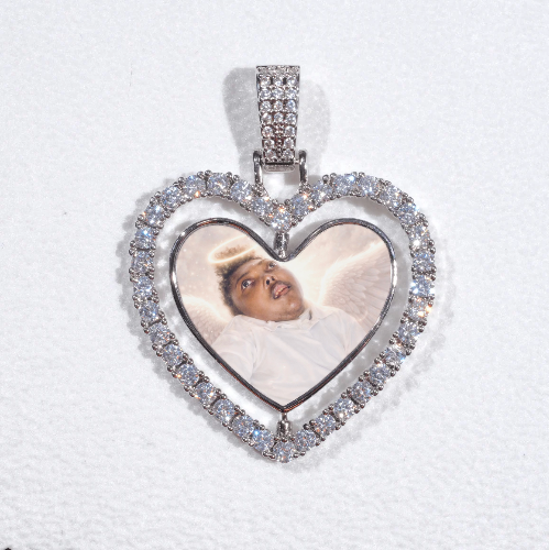3D Spinning 2-Faced Heart Custom Picture Pendant