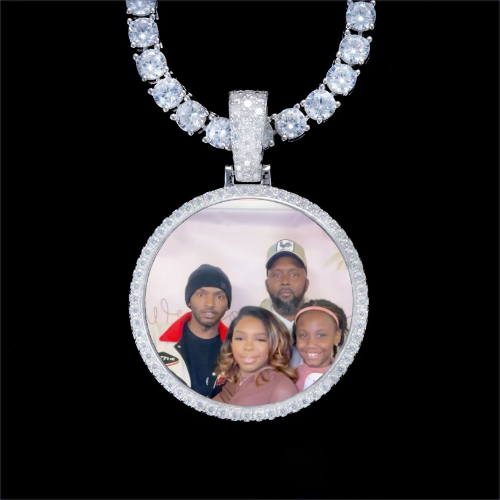 925S & VVS Moissanite 3D Circle Custom Picture Pendant